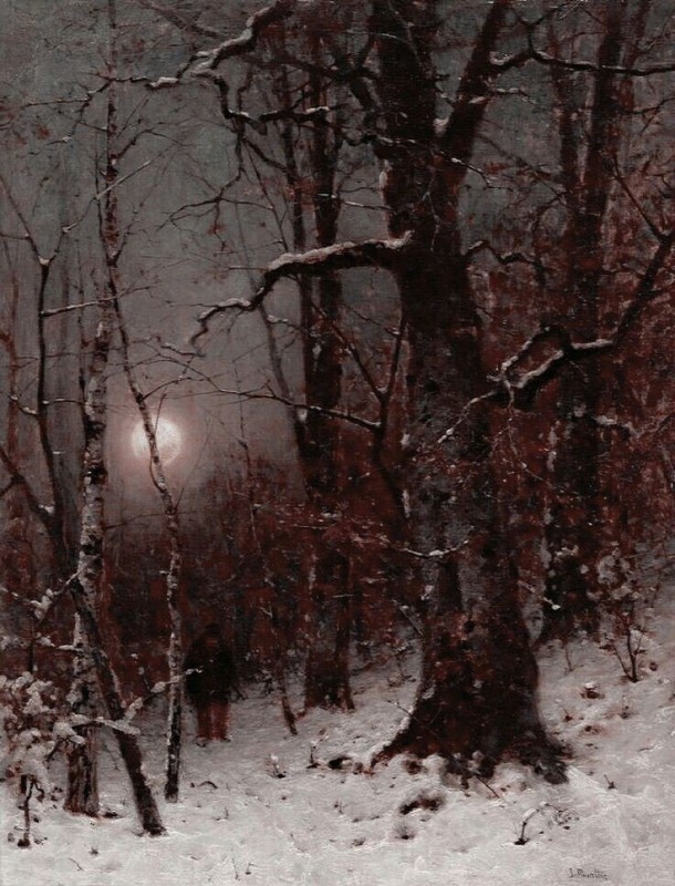 Create meme: late autumn, Ludwig Munthe (1841-1896), winter forest 