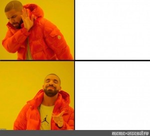 Create meme: meme with a black man in the orange jacket, meme with Drake pattern, blank meme with Drake