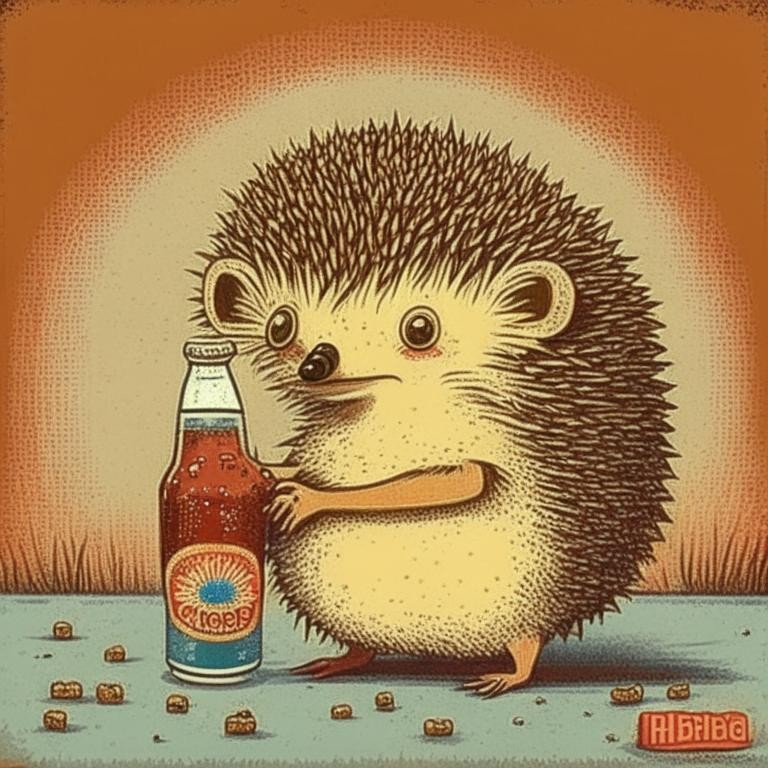 Create meme: It's a hedgehog, a drunken hedgehog , hedgehog drunk