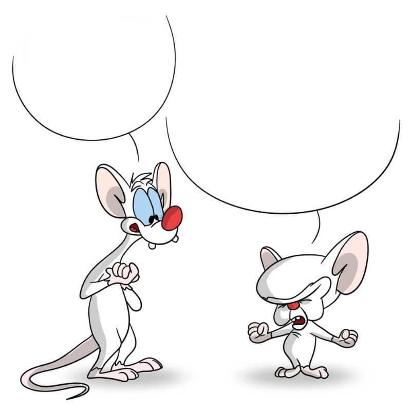 Create meme: cartoon rat, cartoon mouse, cartoon pinky and brain