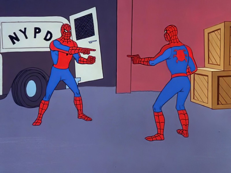 Создать мем: мем с человеком пауком, человек паук и человек паук мем, мем два человека паука
