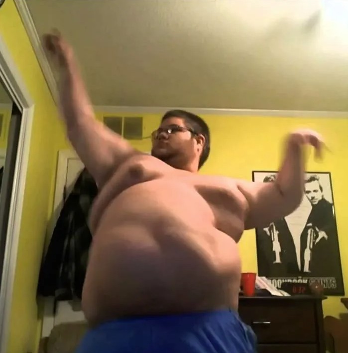 Create meme: fat man, dancing fat man, flash video
