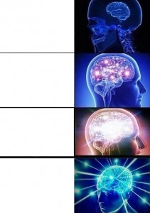 Create meme: meme evolution of the brain, glowing brain meme