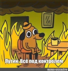 Create meme: dog in the burning house, this is fine