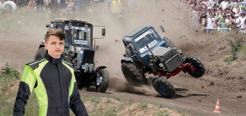 Создать мем: трактор, гонки на тракторах бизон 2015, трактор бизон мтз гонки