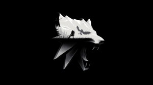 Создать мем: эмблема ведьмака 3 волк постер, темное изображение, фон ведьмак