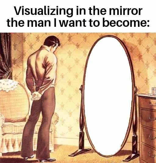 Создать мем: парень, тело, зеркало