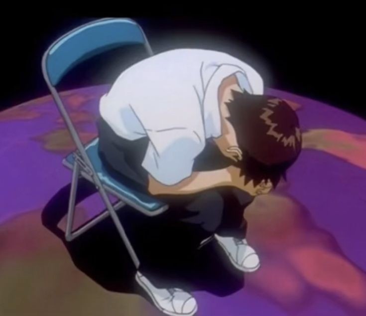 Create meme: Shinji is sitting on a chair, Shinji Ikari on a chair, Shinji Ikari