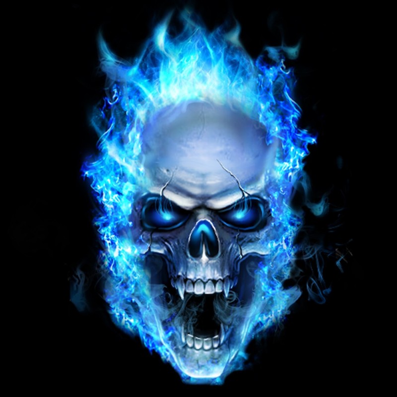 Create meme: blue skull, cool skulls, the fiery skull
