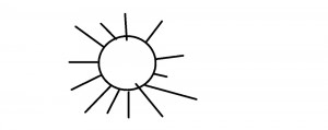 Создать мем: солнышко с лучиками, солнце с шестью лучами, графическое солнышко