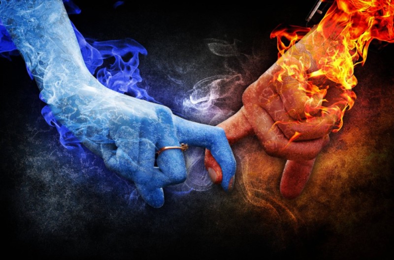 Create meme: Fire and water love, love the fire, fire and ice