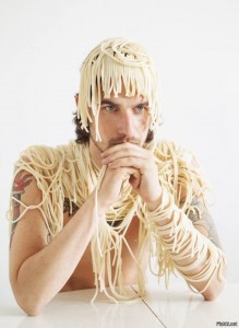 Create meme: male, meme noodles on the ears, noodles on the ears