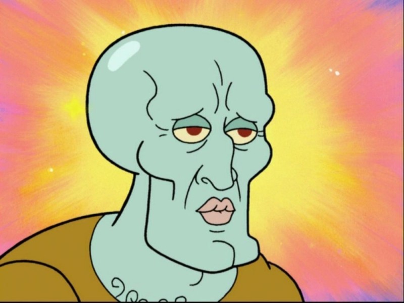 Create meme: squidward with cheekbones, meme squidward , squidward poster