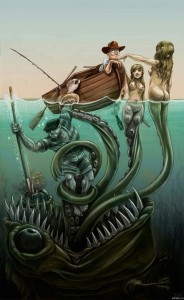 Create meme: dark mermaid art fantasy, mermaid art fantasy monster, sea monsters art mermaid