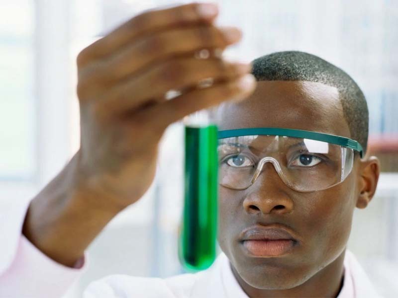 Create meme: the negro in the laboratory, scientist with a test tube, science meme