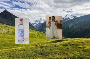 Create meme: girl, wedding in the mountains