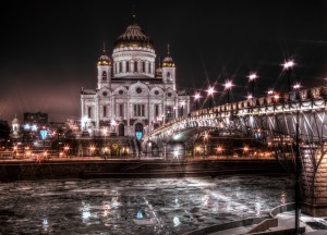 Создать мем: ночной храм христа спасителя, храм христа спасителя москва зима, мост храм христа спасителя в москве