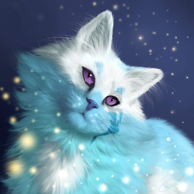 Создать мем: кот с голубыми глазами, кошка арт, красивые арты котов
