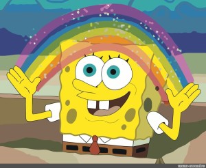 Create meme: meme spongebob , spongebob rainbow, spongebob imagination 