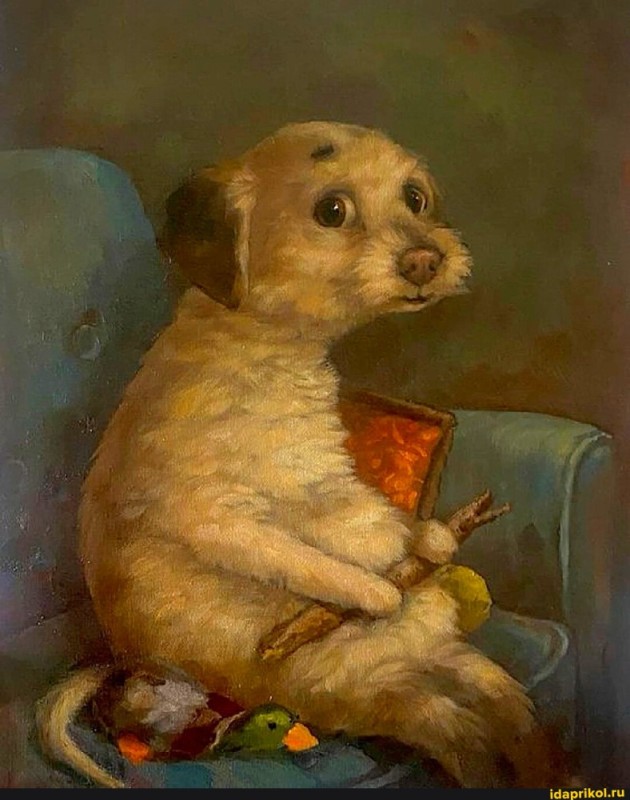 Создать мем: собака художник, собака картина, собаки в живописи
