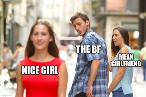 Создать мем: мемы, неверный парень, мем парень оборачивается на девушку