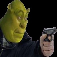 Create meme: Shrek, Shrek with a gun, Shrek with a gun meme