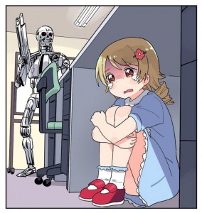 Создать мем: мем с аниме девочкой и терминатором, анимэ, anime