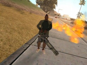 Создать мем: сиджей, миниган, gta san andreas