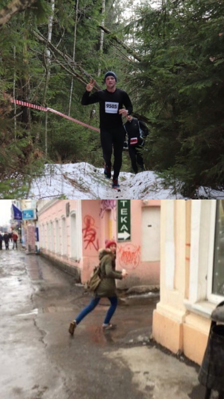 Create meme: winter race, Alexey dorofeev running, memes about the street