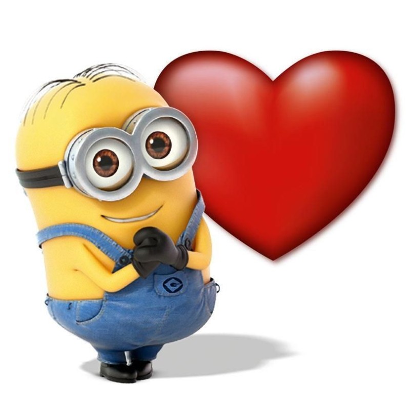 Create meme: minion Bob , minion with a heart, happy valentine's day minions
