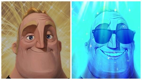Create meme: a meme with Mr. Exceptional, mr incredible becoming uncanny phase 24, mr incredible canny