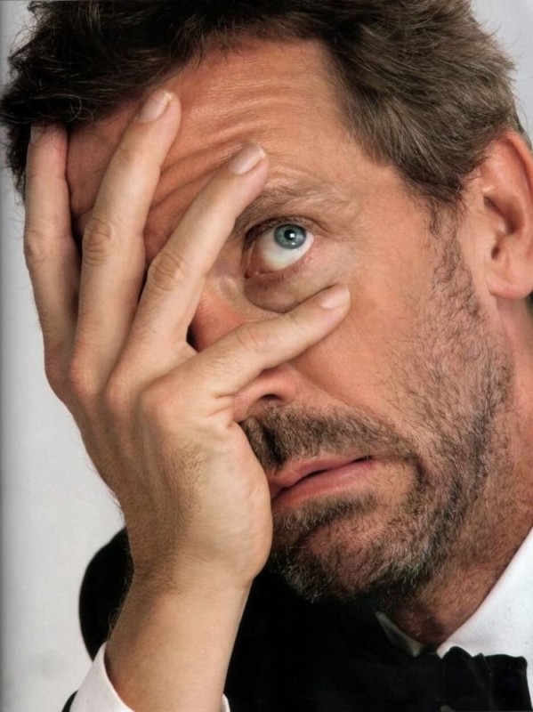 Create meme: doctor house facepalm, a smile of disappointment, Hugh Laurie 