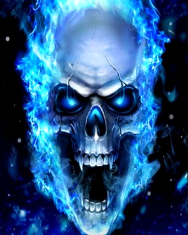 Create meme: the fiery skull, blue skull, cool skulls