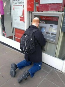 Create meme: scammers, people, outdoor ATMs