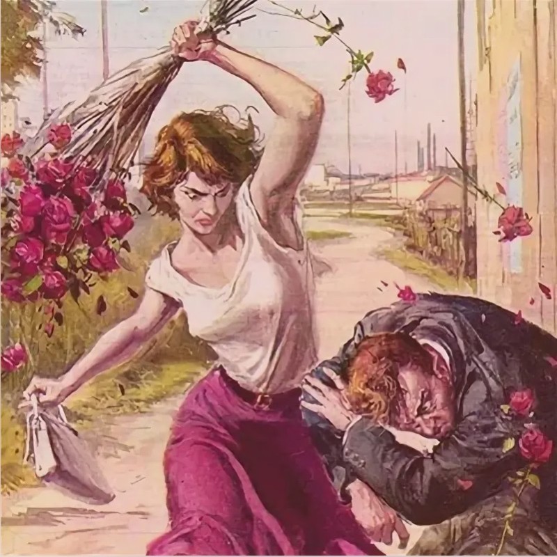 Create meme: Walter Molineau "beating with flowers", 1958, the eighth of March, Walter Molino beating with flowers