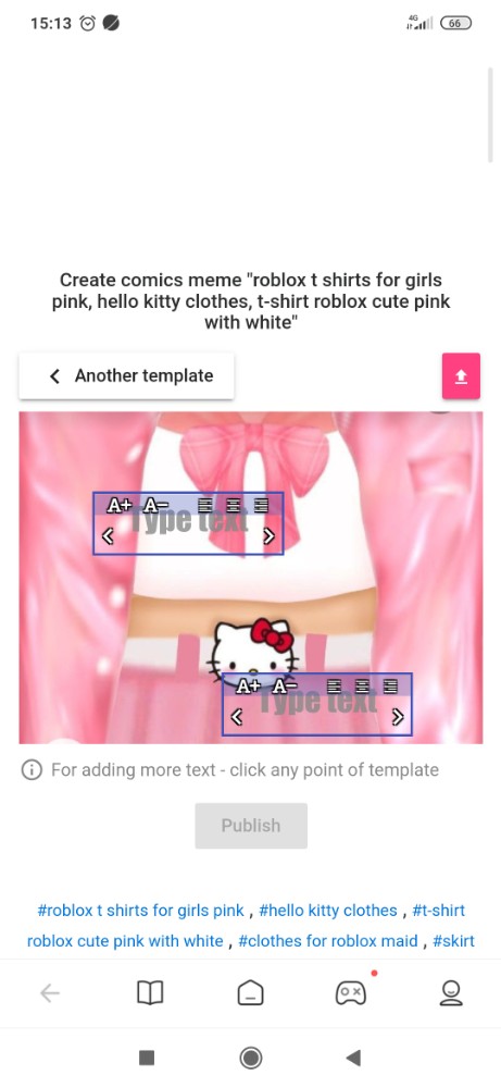 Create comics meme roblox t shirts for girls pink, hello kitty