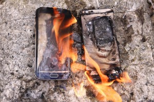 Create meme: Mobile phone, the explosion of the battery of the smartphone, smartphone with a burning frame