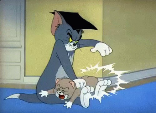Create meme: Tom and Jerry , Tom slaps Jerry, Jerry beats Tom