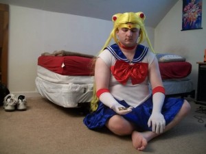 Create meme: feet, sailor moon, sailor moon cosplay man