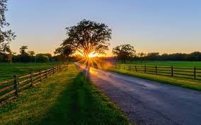 Create meme: sunset nature, good morning and good day, beautiful pictures road nature