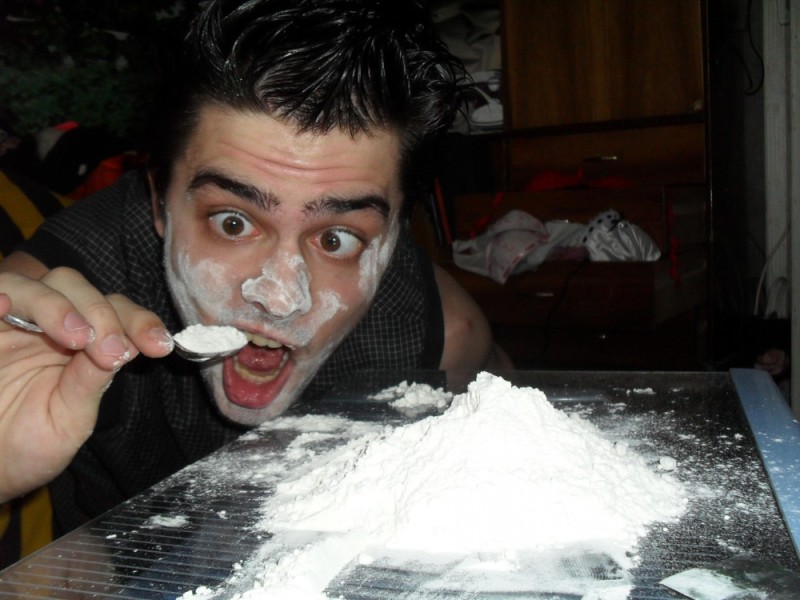 Create meme: nose in powder, the face in the cocaine, sniffing powder
