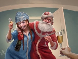 Create meme: happy new year, drunk Santa Claus