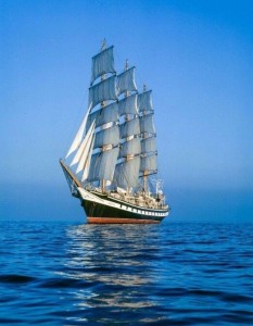 Create meme: pallada sailboat, a ship at sea, barkentina sailing ship