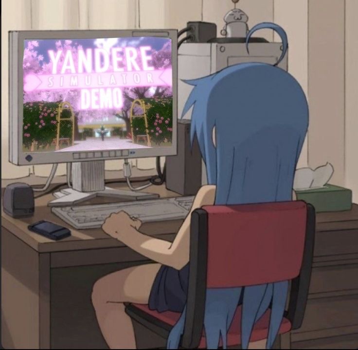 Create meme: memes anime , konata Izumi at the computer, anime on tv