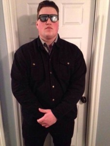 Create meme: ironic, security guard meme, meme with the guard at the door with glasses
