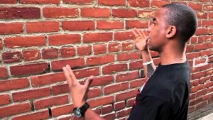 Create meme: meme conversation with the wall, talking to the wall, the black speaks with the wall