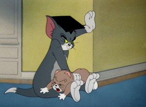 Create meme: Tom hits Jerry on the ass, tom and jerry cartoon, Tom and Jerry