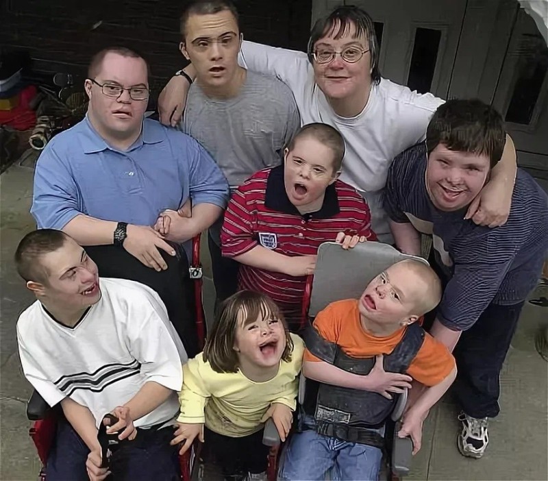 Create meme: down syndrome , downs family, a lot of downs