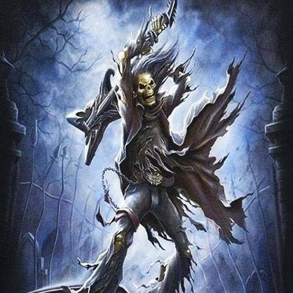 Create meme: skeleton with heavy metal guitar, dark arts, death is a skeleton