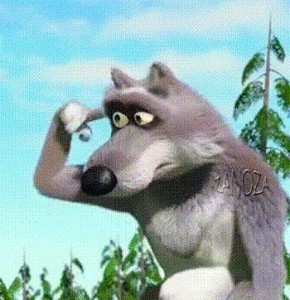 Создать мем: Мультфильм, волк с пальцем у виска, волки из маши и медведя
